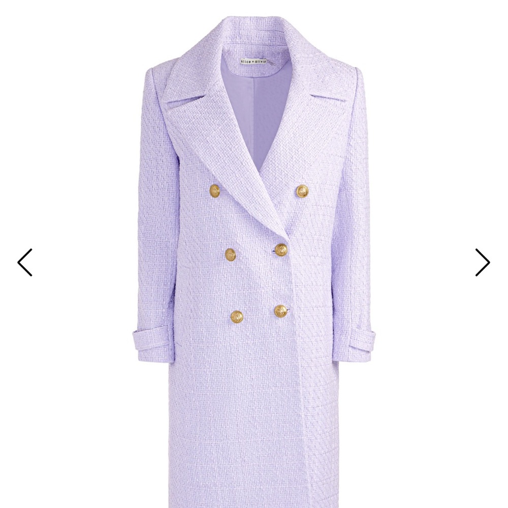 Alice + Olivia Light Purple Double-Breasted Trench Coat - Picture 3 of 13
